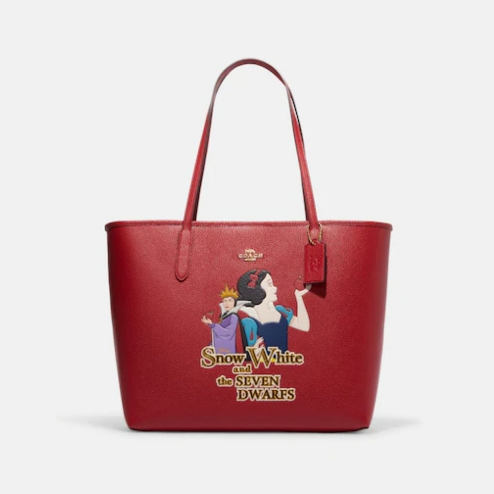Disney X Coach City Tote W Signature Canvas Interior And Evil Queen Motif NWT